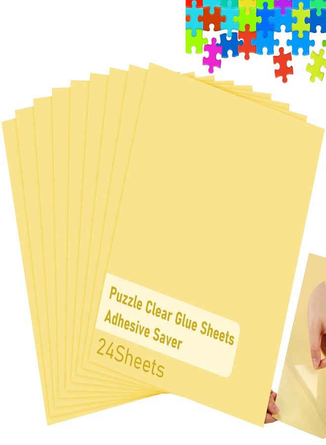 Arrowbash 24 Pcs Preserve 5 X 1000 Piece Puzzle Glue Sheets Clear Adhesive Puzzle Saver Sheets Peel and Stick Tape Extra Large Thick No Mess Grid Tape for Finished Jigsaw Framing - Image 1
